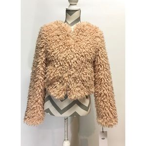 UGG LORRENA FAUX FUR CROPPED JACKET -PARFAIT PINK -WOMEN’S XS -NWT